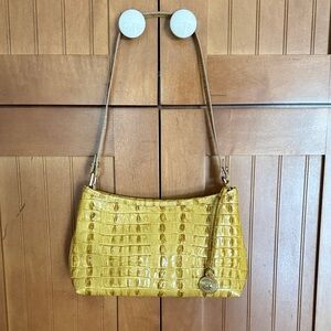 Brahmin Yellow Melbourne Croc-Embossed Shoulder Bag